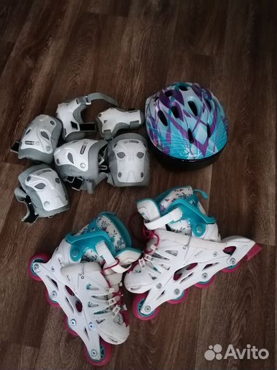 Роликовые коньки детские раздвижные и экипировка