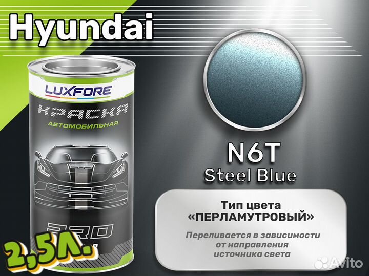 Краска Luxfore 2,5л. (Hyundai N6T Steel Blue)
