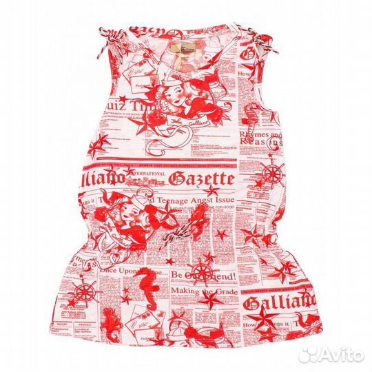 John Galliano Сарафан белый с красным рисунком в м