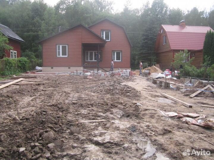 Благоустройство и выравнивание участка, газон