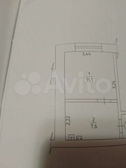 Комната 18,7 м² в 1-к., 3/5 эт.