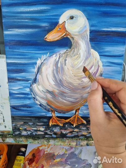 Утка картина маслом гуси утки холст на подрамнике