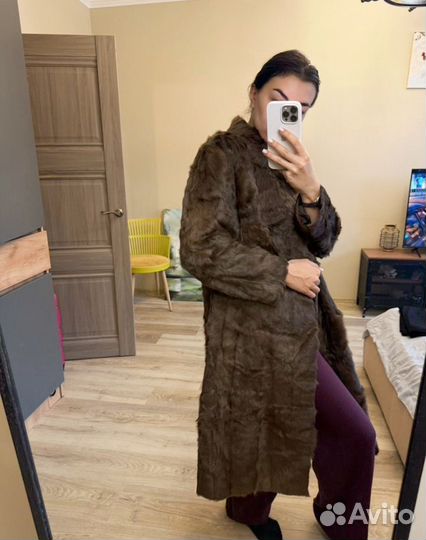 Шуба из меха тиградо молочный шоколад