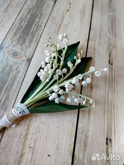 Букет цветы ландыши из холодного фарфора