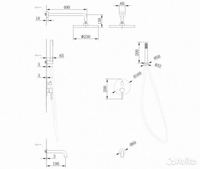 Душевая система Abber Wasser Kreis AF8117B