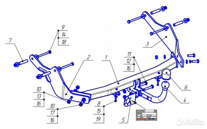 Фаркоп Рено (Renault) Dokker Minivan 2017- (возмо