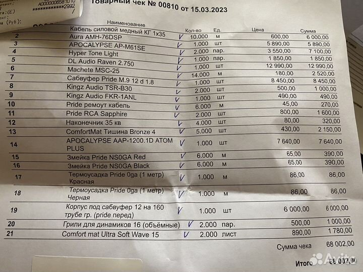 Комплект автозвука