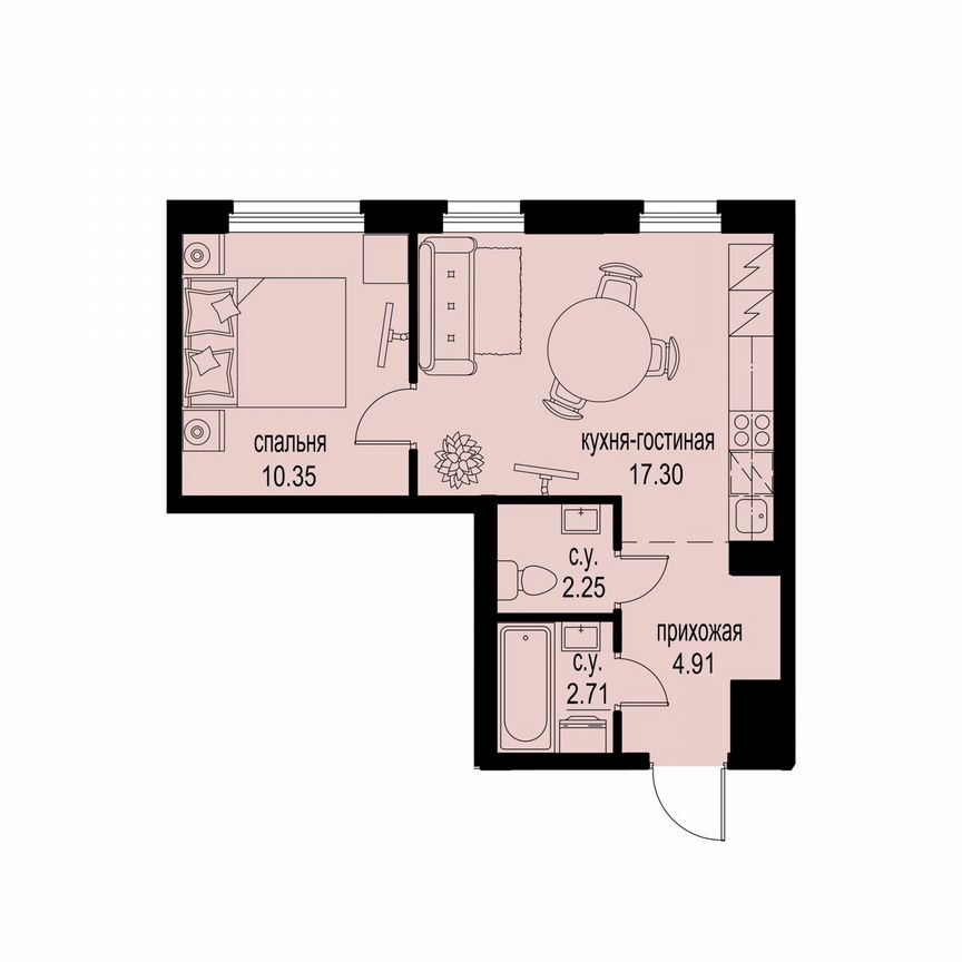 1-к. квартира, 37,5 м², 2/12 эт.