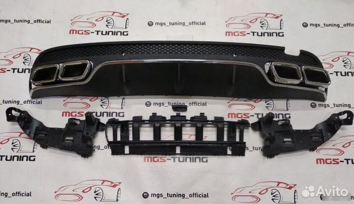 Диффузор + насадки Mercedes C-class w205 C63 хром