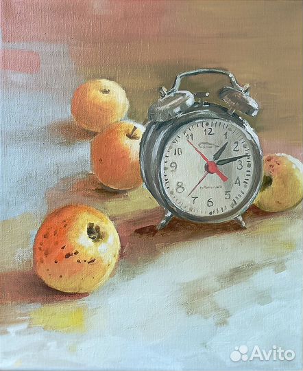 Картина с часами масло холст 30*25*1.7