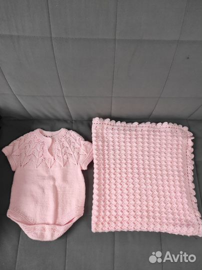 Плед детский вязанный и боди