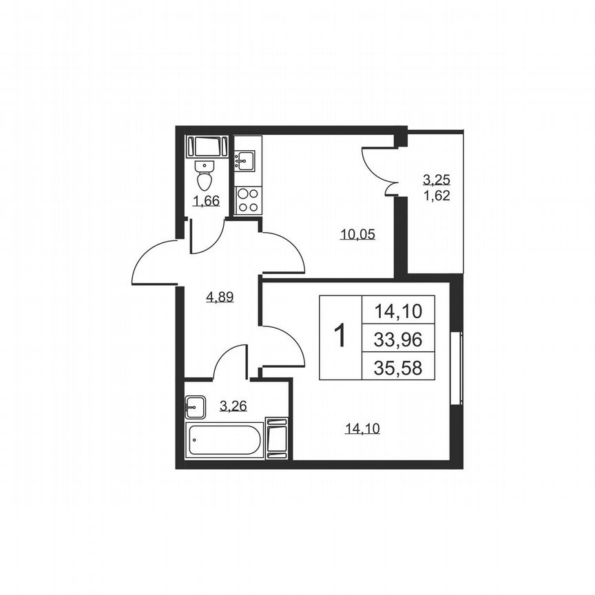 1-к. квартира, 35,6 м², 7/19 эт.