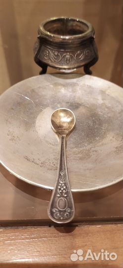 Солянка, ложечка мельхиор, блюдце