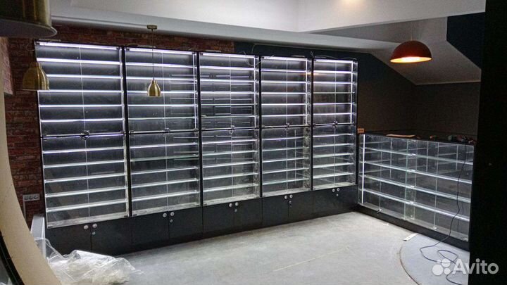 Витрины стеклянные для табака, для сигарет