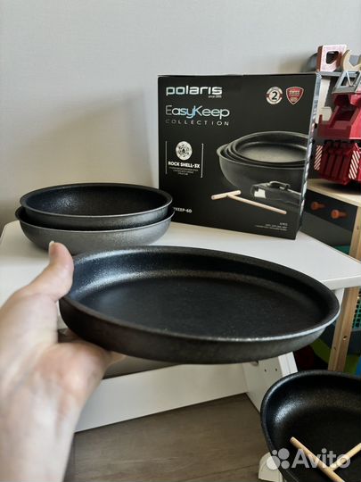 Набор сковородок polaris со съемной ручкой новый