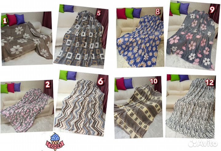 Плед плюшевый с рисунком на диван