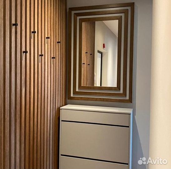 Реечная вешалка, тумба под обувь, зеркало на заказ