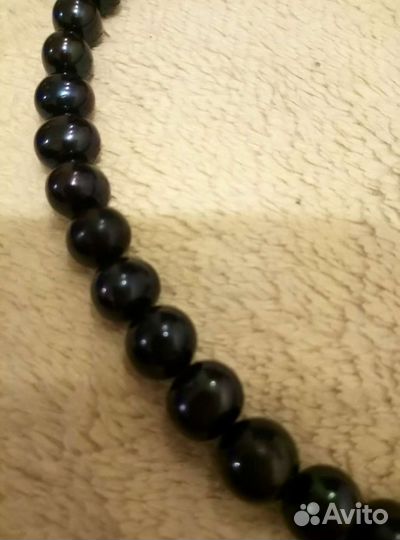 Бусы из натурального чёрного жемчуга