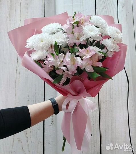 Букет из Хризантем и альстромерий Доставка