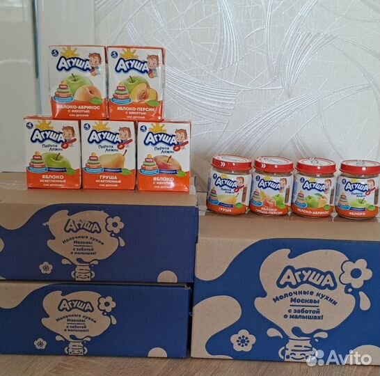 Пюре фруктовое Агуша, сок Агуша