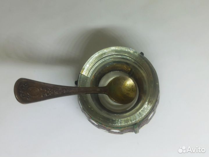 Солонка мельхиор с ложкой СССР