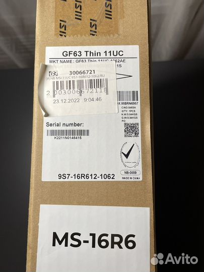 Новый MSI (RTX3050, Core i5, 8GB) GF63 Thin 11UC