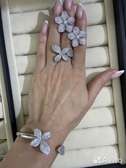 Сет Chopard браслет, кольцо и серьги