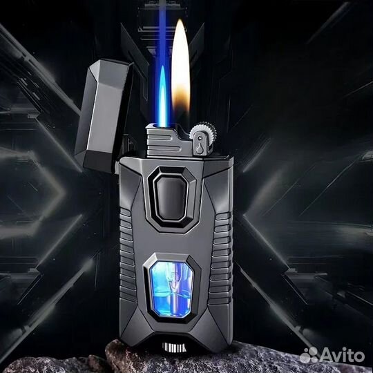 Металлическая зажигалка (2 пламени, 4 цвета )