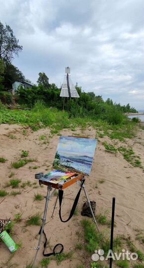 Картина маслом этюд на волге