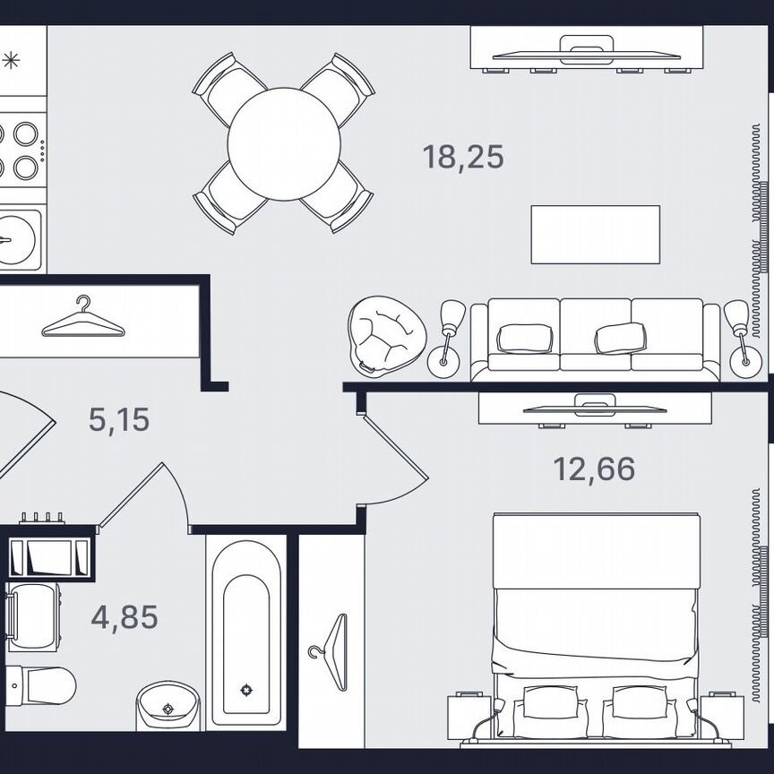 2-к. апартаменты, 40,9 м², 7/24 эт.