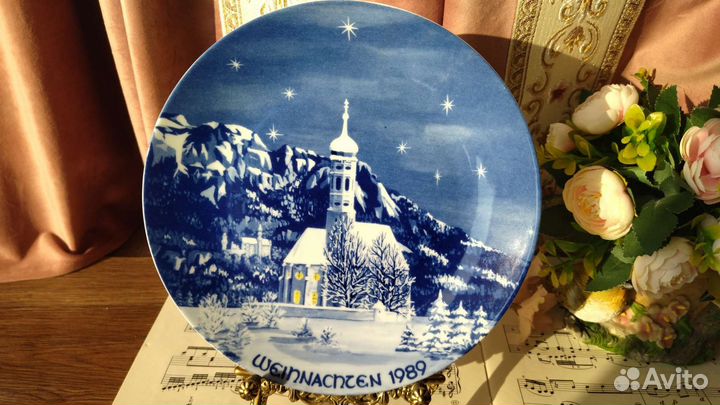 Тарелка Bavaria Рождество 1989г Церкви Германии
