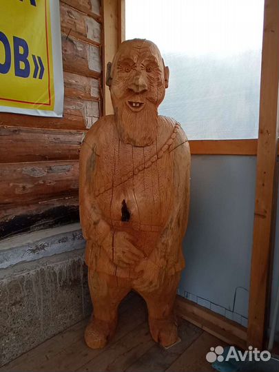 Скульптуры из дерева - 2 медведя, старовер и пушка