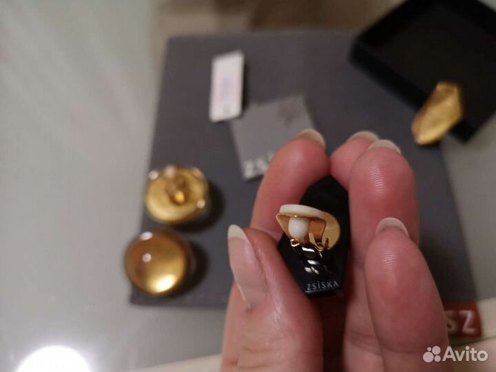Набор серьги и кольцо Sziska золото новые