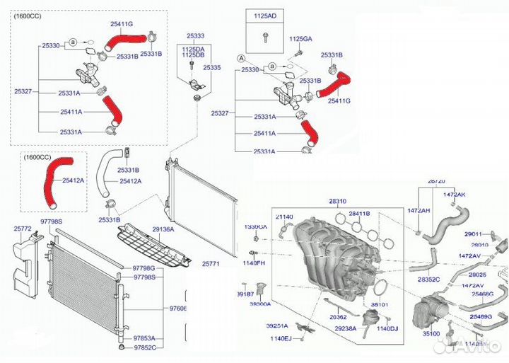 Патрубок шланг трубка Hyundai Solaris 2 1.6 G4FG