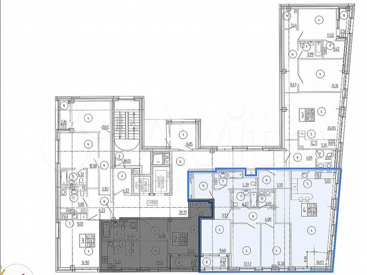 3-к. квартира, 113,9 м², 2/24 эт.