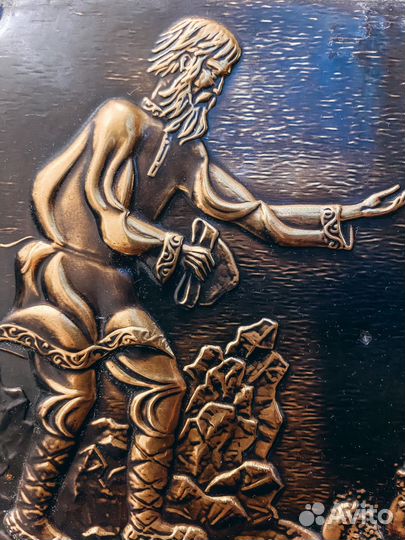 Винтажная чеканка СССР. Медь. Золотая рыбка