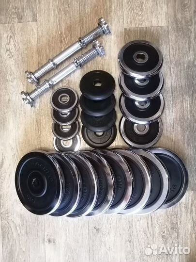 Штанга+Гантели разборные (Torneo) Хром, обрезинен