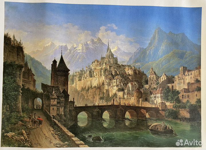 Пейзаж с замком, Роллер на холсте