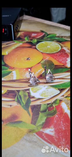 Серьги серебро лунный к