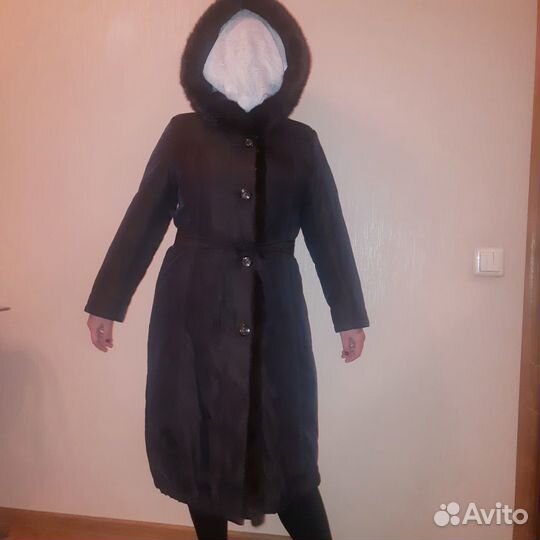 Пальто с норкой 2в1 осень-зима на 46 размер