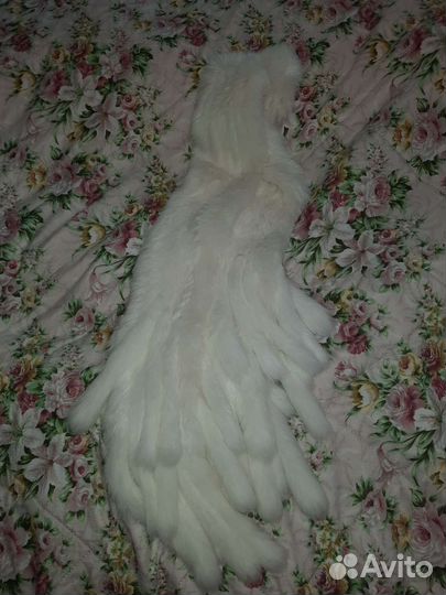 Меховой шарф белый кролик