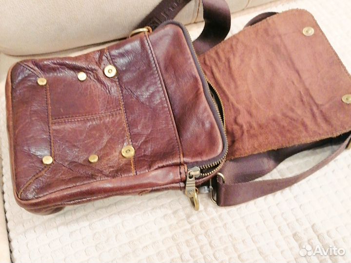 Сумка мужская натуральная кожа через плечо