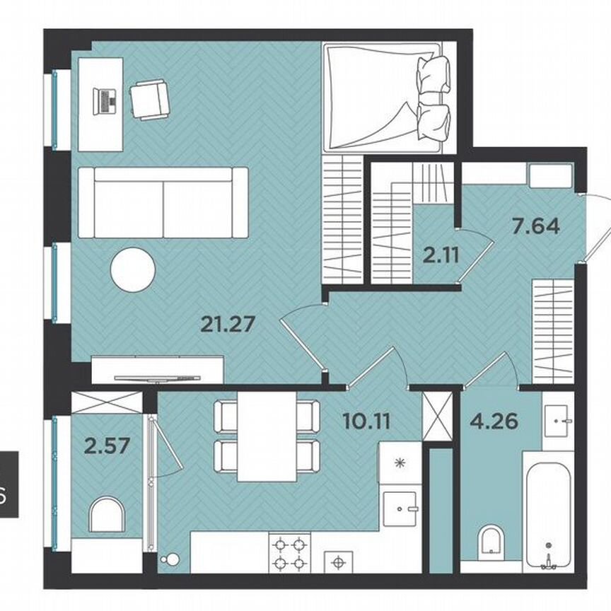 1-к. квартира, 48 м², 2/4 эт.