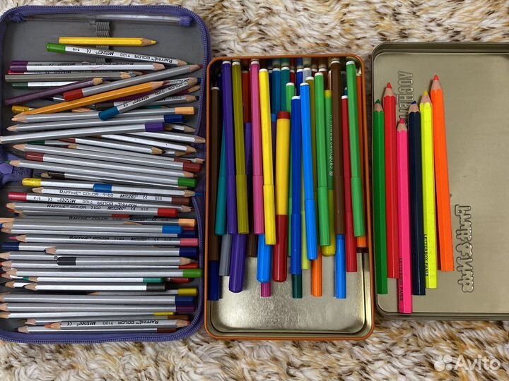 Карандаши, фломастеры, ручки, кисти б/у