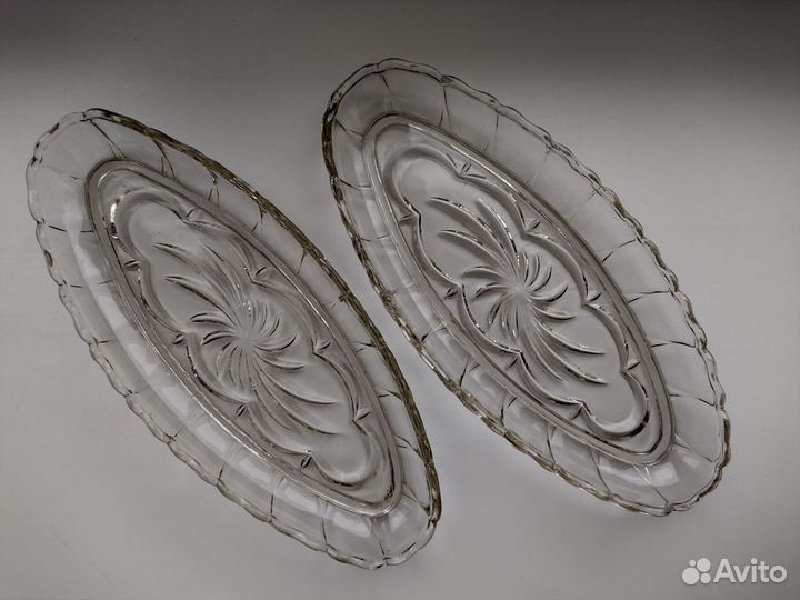 Овальное блюдо Стекло СССР Селедочница 2 шт