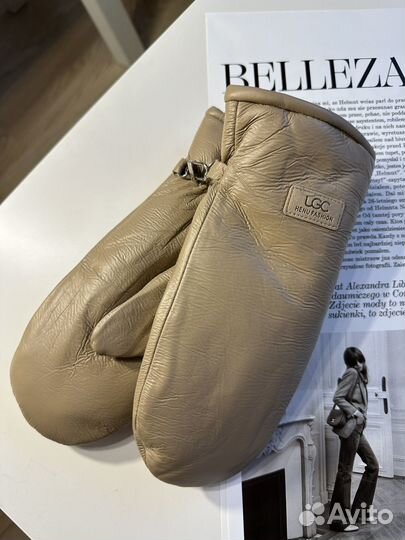 Рукавички кожа новые стильные теплые варежки