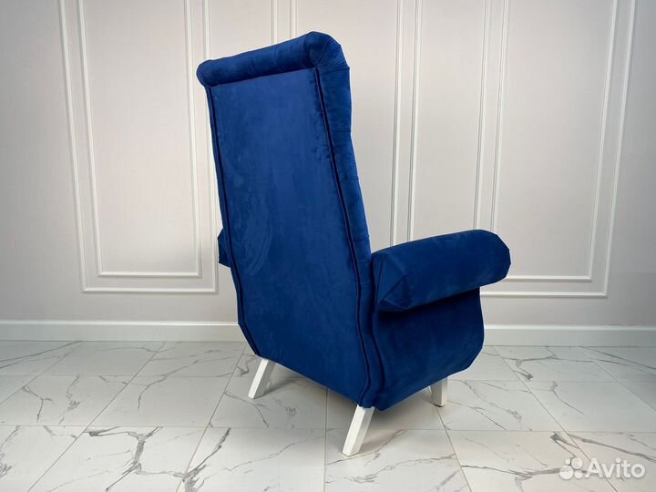 Кресло-трон Луара, синий бархат