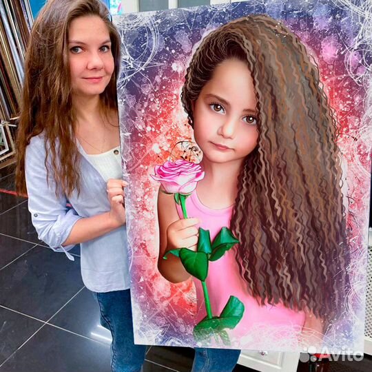 Портрет по фото на холсте