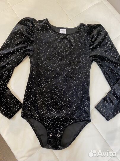 Боди Zara из черного бархата и юбка 140 см 9/10 л