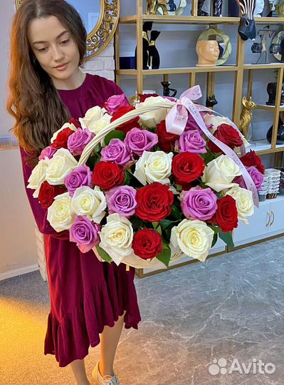 Корзина из 51 розы Цветы Владимир